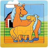 houten puzzel paarden 9 delig in frame
