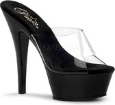 Pleaser - KISS-201 Muiltjes - Paaldans schoenen - 35 Shoes - Zwart/Transparant