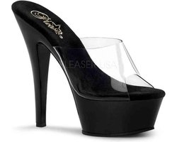 Pleaser - KISS-201 Muiltjes - Paaldans schoenen - 35 Shoes - Zwart/Transparant