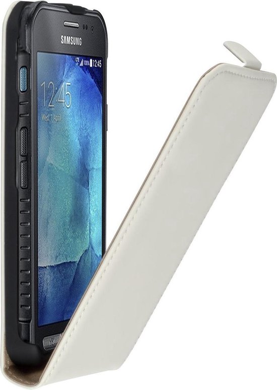 Wit premium leder flipcase voor de Samsung Galaxy Xcover 3