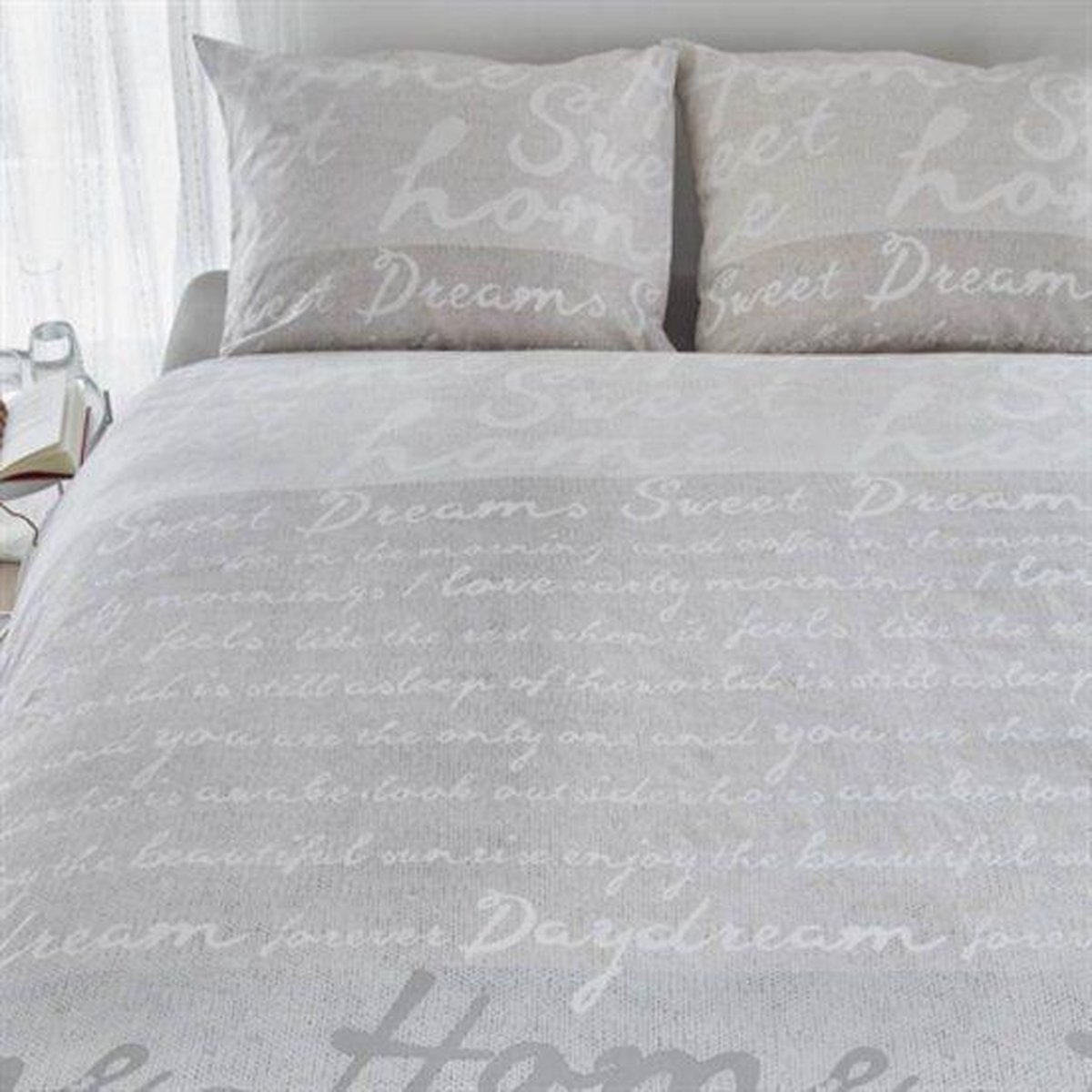 Ariadne at Home Home Sweet Home Dekbedovertrek - Eenpersoons - 140x200/220 cm - Naturel