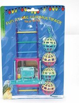 Happy Pet Bird Toy Mp Bal/Ladder/Perch - Vogelspeelgoed - 22 x 10 x 4 cm