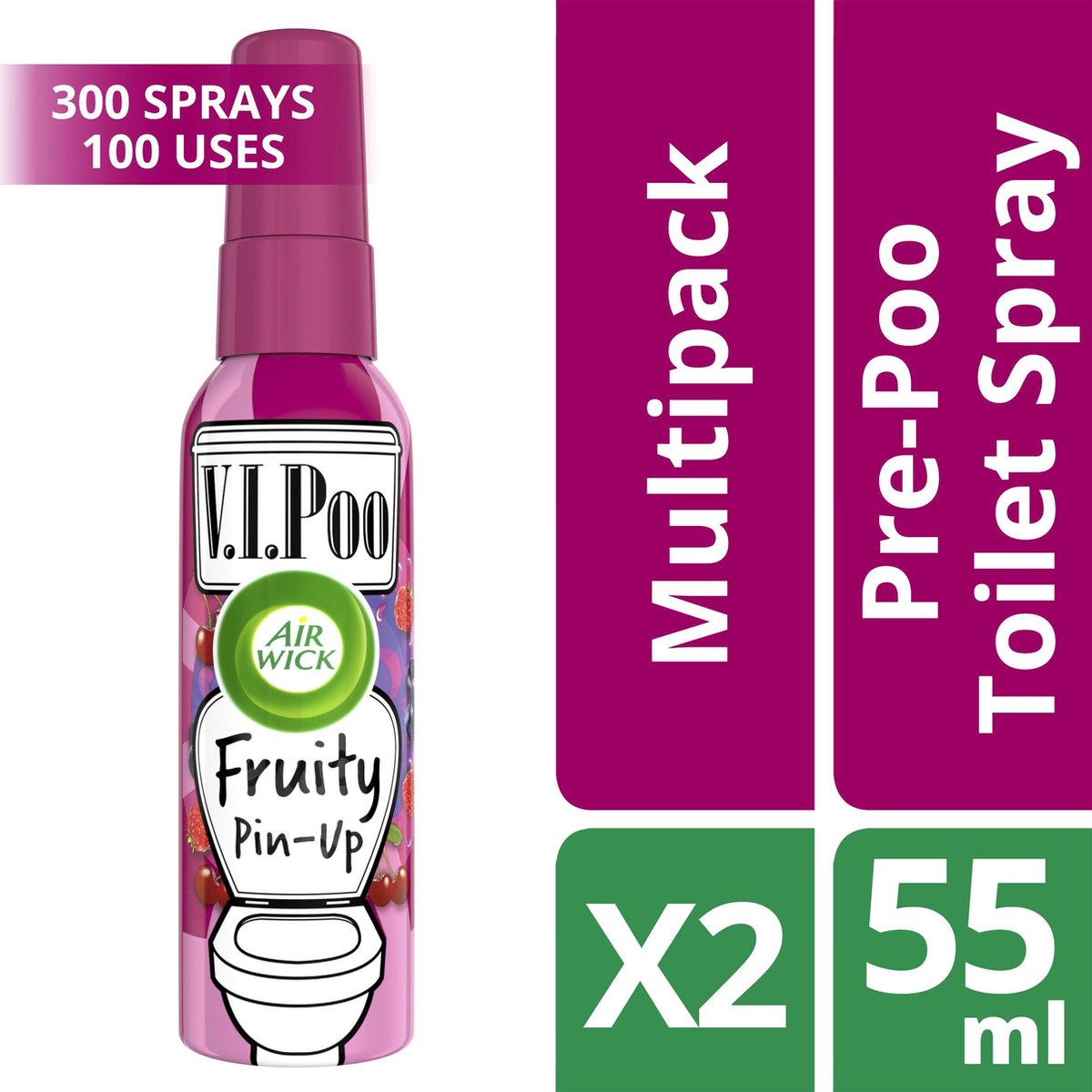 Rafraîchisseur de toilette Fruity Pin-Up Air Wick VIPoo - 2 x 55 ml