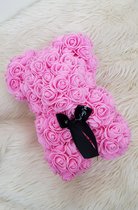 Love teddy beer van roze kunst rozen 25cm met cadeau doos. Moederdag / cadeau / giftbox / rozen / geschenk / kunstrozen / roze / liefde