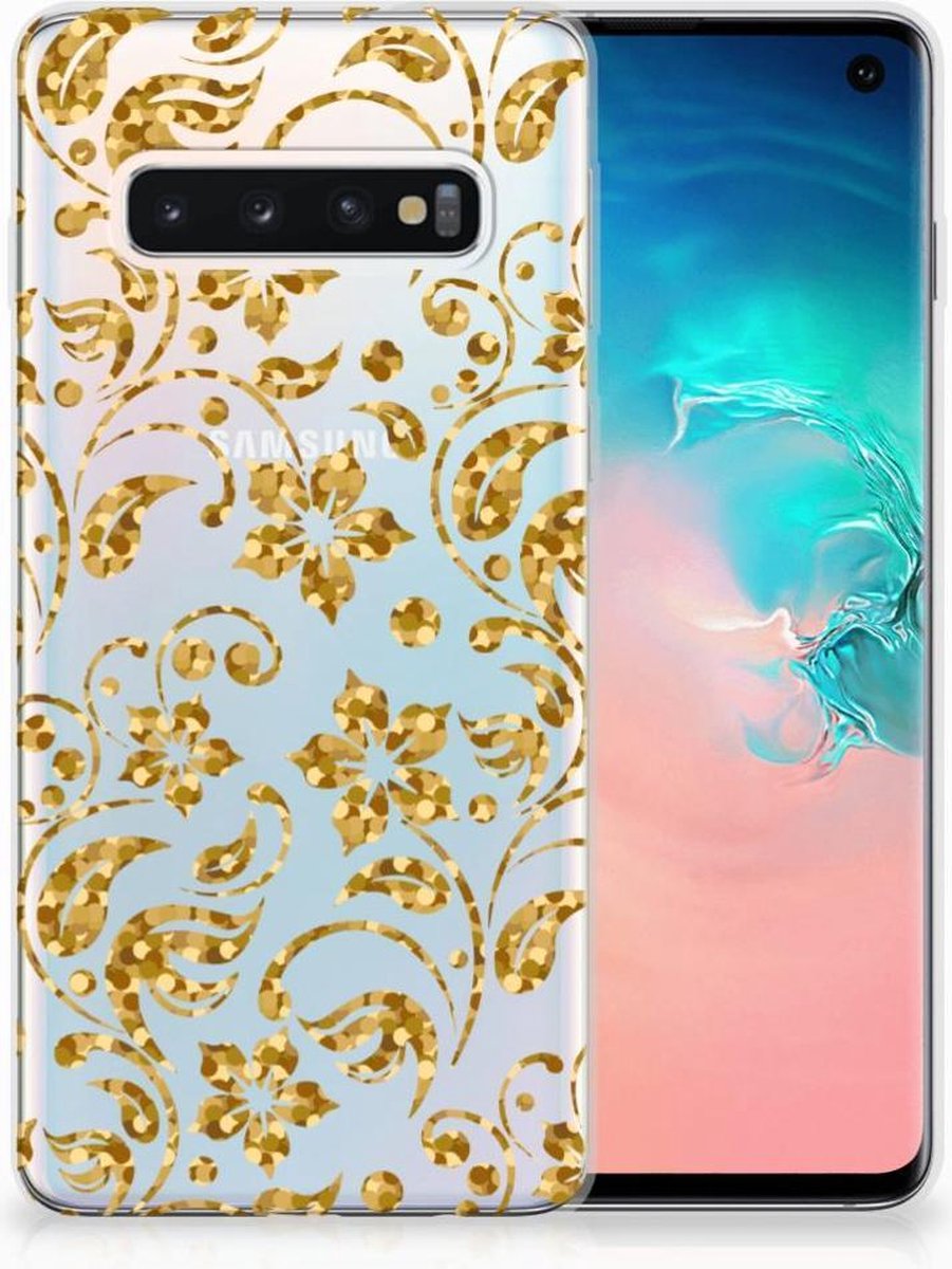 Samsung Galaxy S10 TPU Case Gouden Bloemen