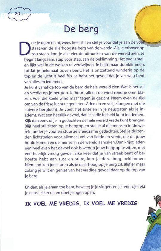 Pagina 20 van 'De wens ster' met tekst en een illustratie van een berglandschap.