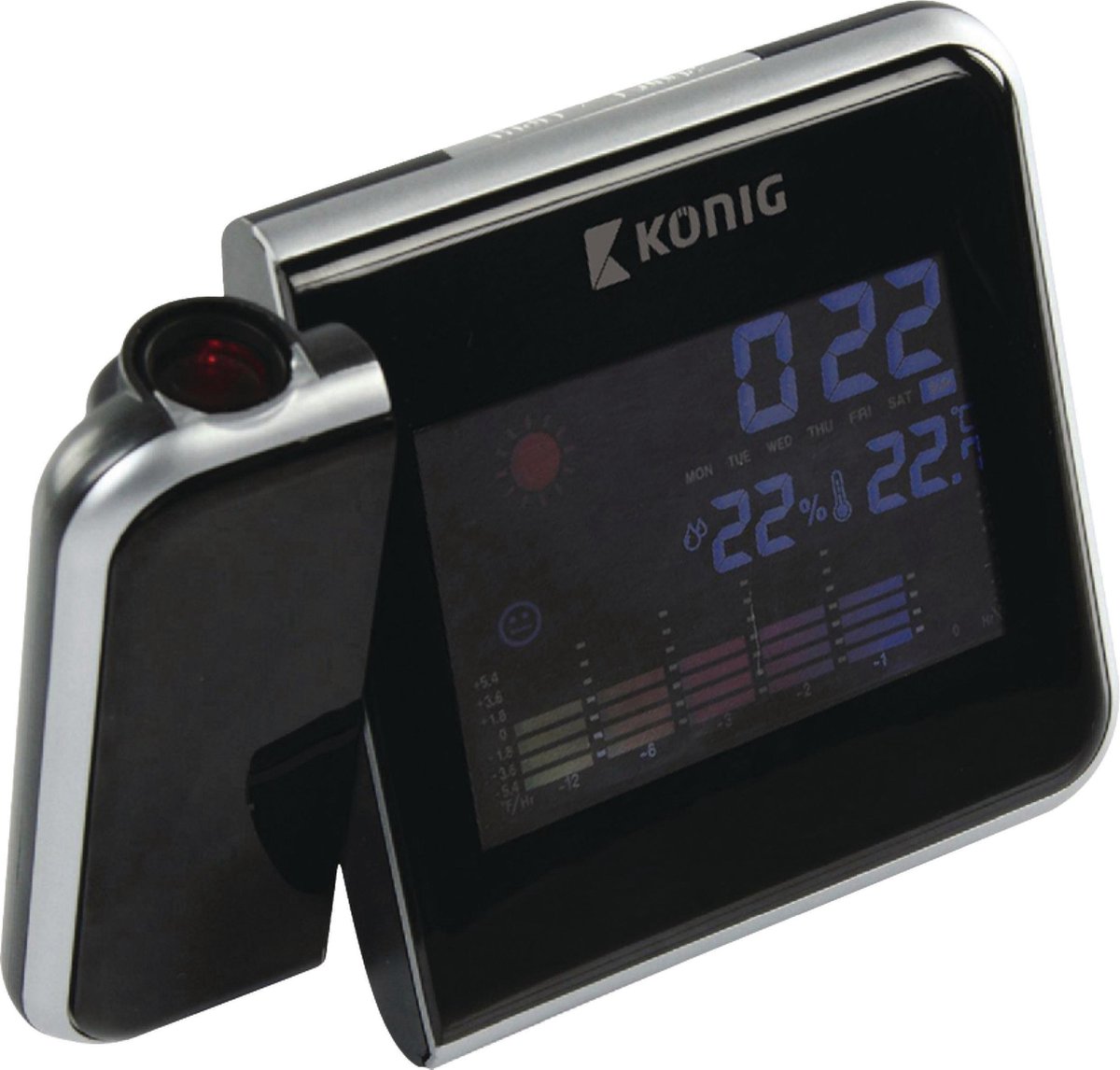 Projection Clock with Weather Forecast Indoor Black