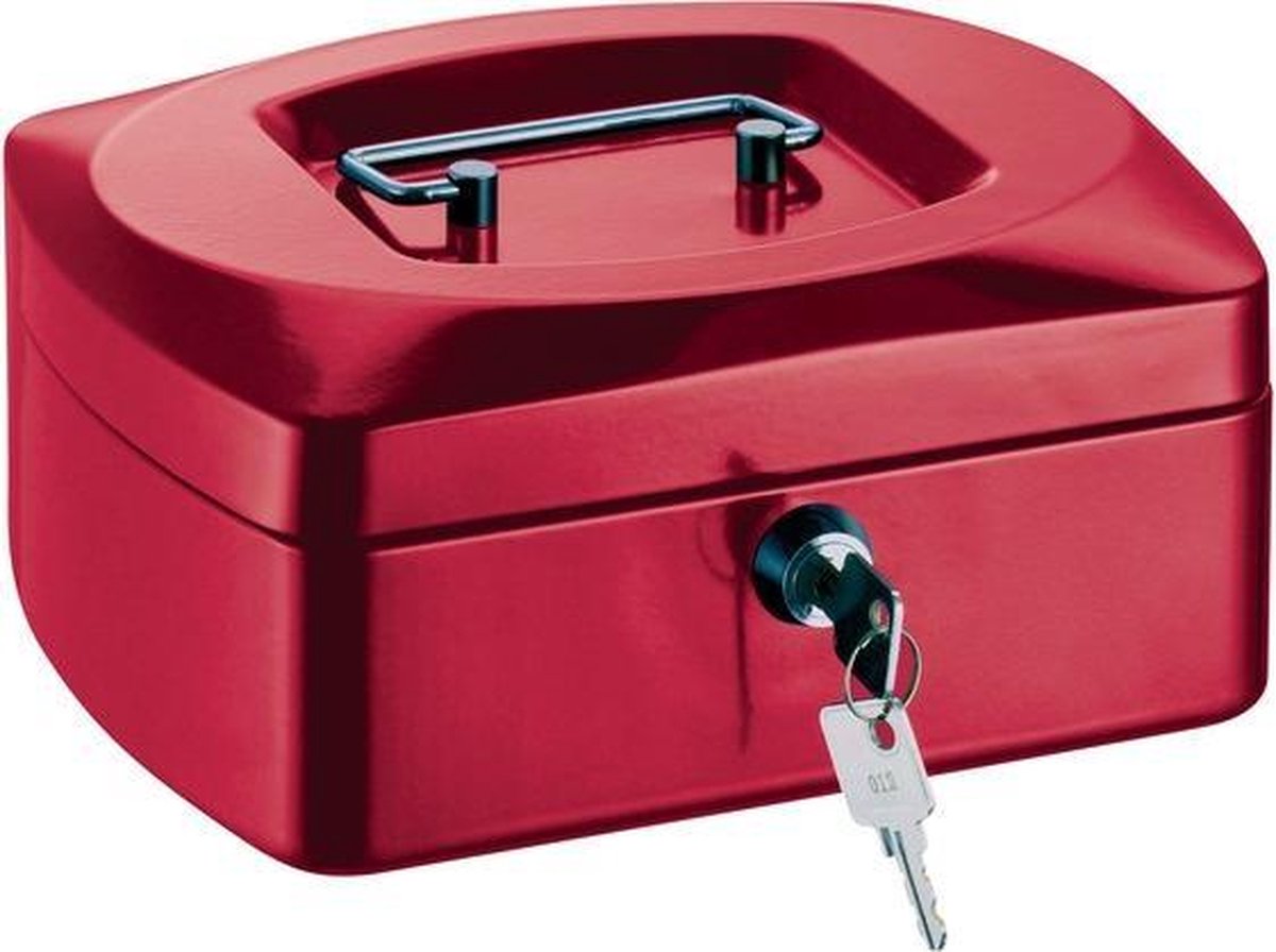 Geldkistje Alco 155x120x80mm staal rood