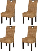 Eetkamerstoel 4 stuks Kubu rattan mangohout (incl. vloerviltjes)