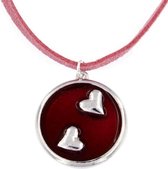 Twee harten rood emaille hanger | trendy sieraden