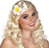 6 stuks: Pruik Leilani - blond met bloem