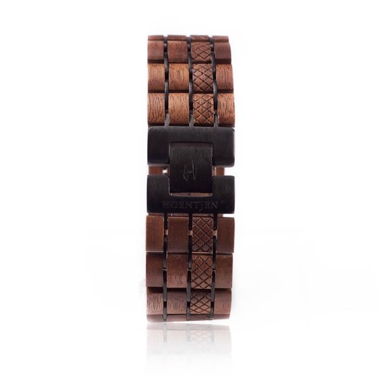 Hoentjen Creatie, Houten armband - Notenhout met zwart metaal 25mm