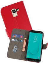 Samsung Galaxy J6 2018 Hoesje Kaarthouder Book Case Telefoonhoesje Rood