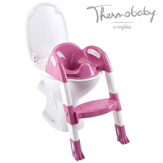 Thermobaby Kiddyloo Toilettrainer met trapje UITVERKOOP - Orchidee roze en wit - Thermobaby