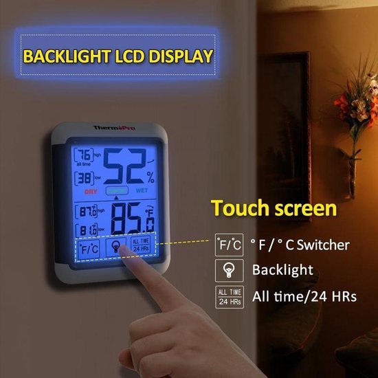 ThermoPro TP-55 - Indicateur de température et d'humidité intérieures -  Blanc | bol