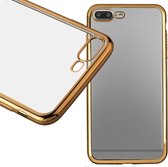 Apple iPhone 7 smartphone hoesje silicone tpu case transparant/gouden rand