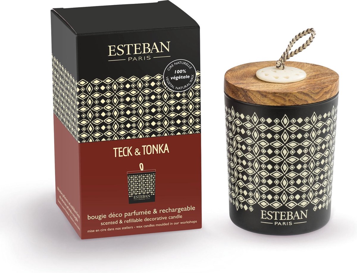 Esteban Classic Teck & Tonka Geurkaars decoratief 180gr Antraciet