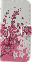 Roze bloem book case hoesje wallet LG K4 (2017)