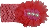 Jessidress Haarband Luxe Baby Hoofdband met Haarbloem en Parels - Oranje