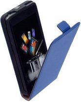 LELYCASE Lederen Flip Case Cover Hoesje Motorola Moto E Blauw