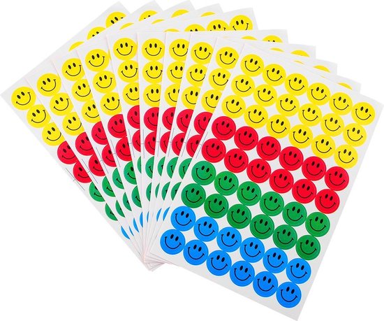 Gekleurde smiley stickers | 5 vellen stickers vel | | bol.com