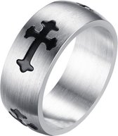 RVS Heren ring met zwart kruis-21.5mm