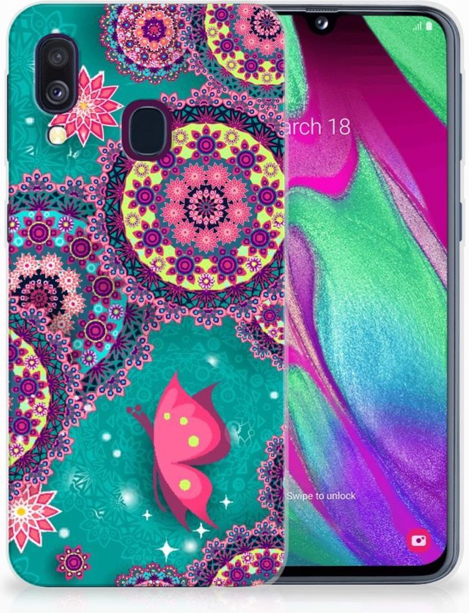 Samsung Galaxy A40 Hoesje maken Cirkels en Vlinders