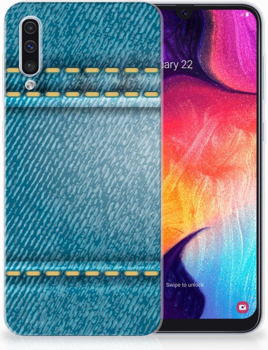 Back Cover voor Samsung Galaxy A50 Silicone Back Cover Jeans