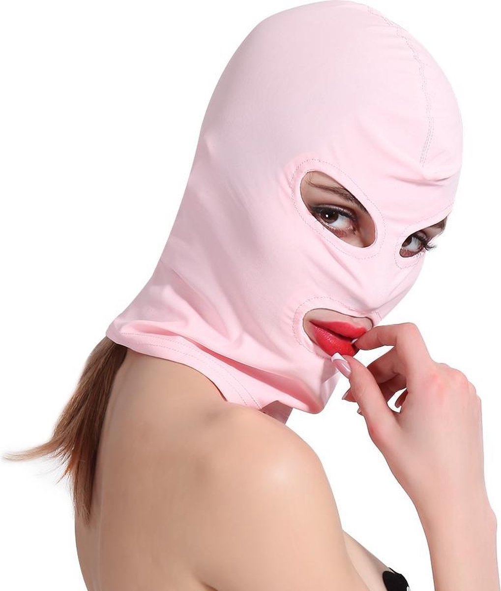 Goedkoopste Banoch - Mask/3 hole Pink - Spandex Masker - BDSM - Roze
