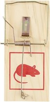 Rattenval 17,5x8 cm - hout en metaal - knaagdieren val / muizenval XL / ongediertebestrijding