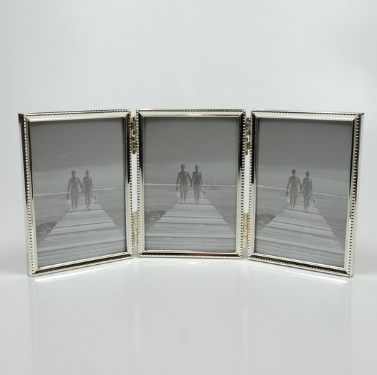 Fotolijst Zilver smal Parel 3-luik 10 x 15 cm