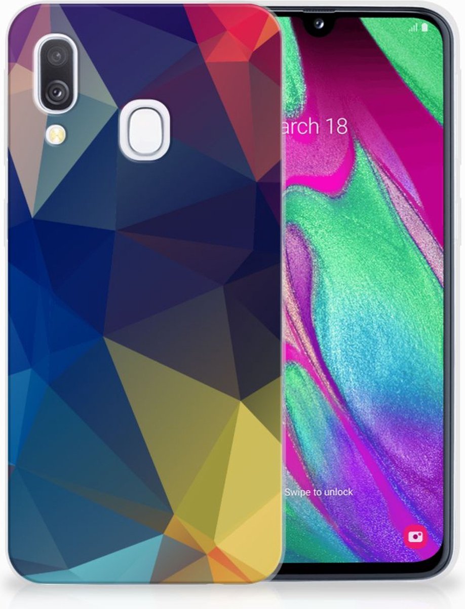 Samsung Galaxy A40 TPU Hoesje Polygon Dark
