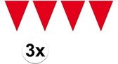 3 stuks Vlaggenlijnen/slingers XXL rood 10 meter
