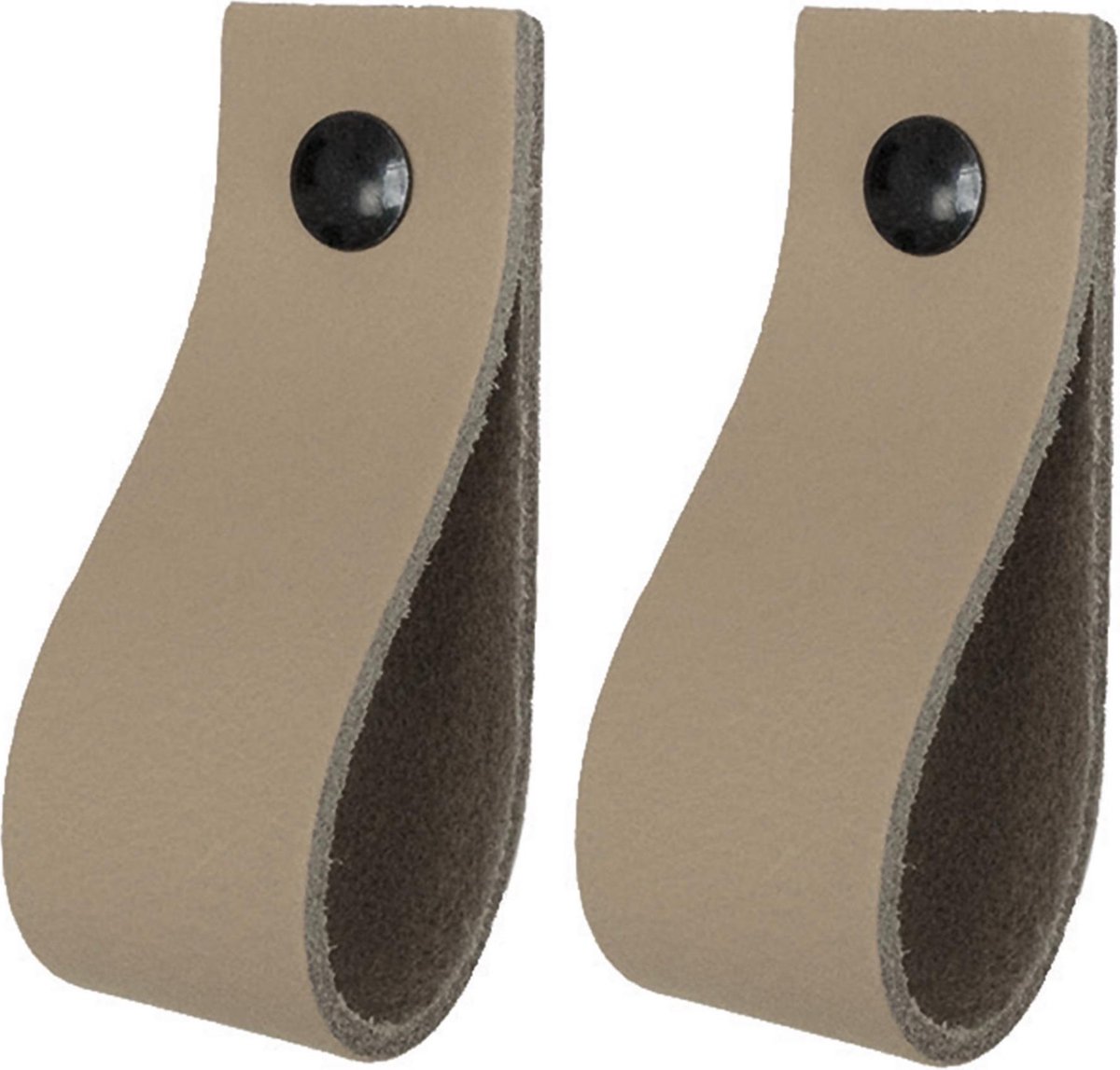 2x Leren handgrepen 'de lus' maat S - TAUPE  (15,8 x 2,5 cm) - incl. 3 kleuren schroefjes (handgreepjes - leren grepen - greepjes - leren lusjes)
