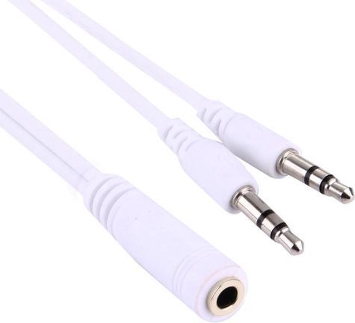 1M Aux audio kabel splitter 3.5mm jack 2X male naar 1X female WIT | bol.com