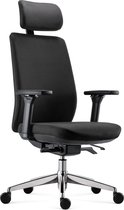 BenS 918HCr-Synchro-4 zwart Luxe ergonomische bureaustoel met Hoofdsteun - GREENGUARD GOLD - Voldoet aan EN1335 & ARBO normen - Stoffen bekleding Volledig instelbaar