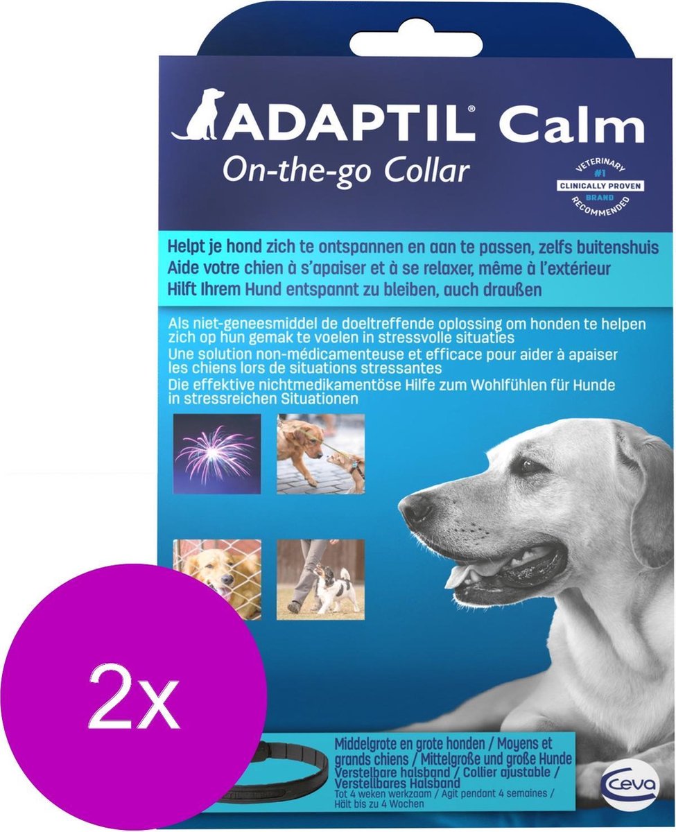 Adaptil Anti-Stress Band Hond 70 cm - Anti stressmiddel - 2 x M/L Hals Tot 62.5 Cm