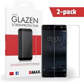 2-pack BMAX geschikt voor Nokia 5 Glazen Screenprotector Full Cover 3D | Dekt afgeronde schermranden volledig | Beschermglas | Tempered Glass