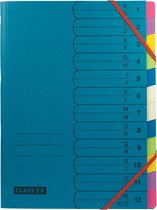 11x Class'ex sorteermap A-Z en 1-12, blauw met 12 tabs in geassorteerde kleuren