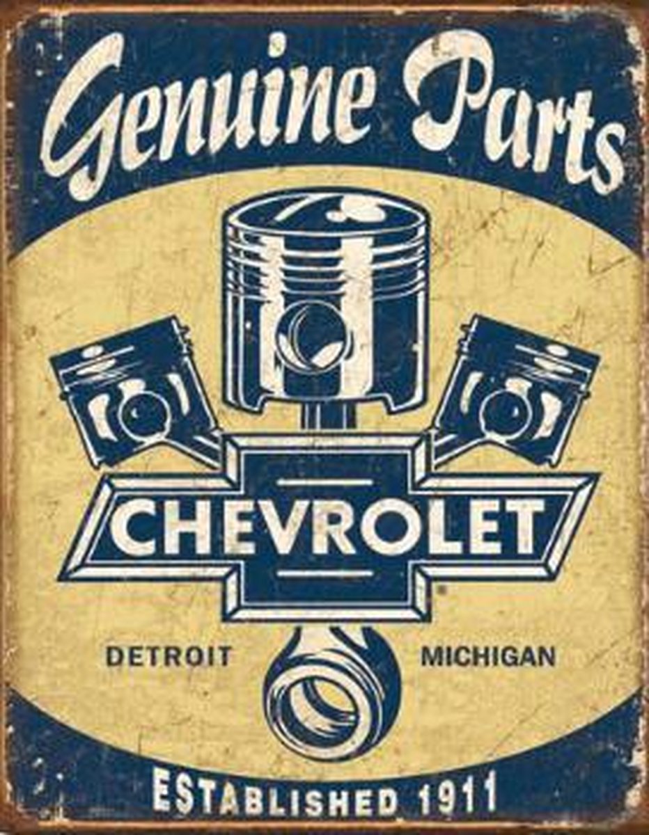Wandbord - chevrolet genuine parts -30x40cm-