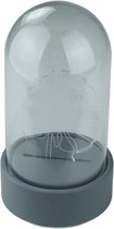 Stolp met LED met blad motief - Grijs - Glas/Kunststof - H17 x Ø11cm