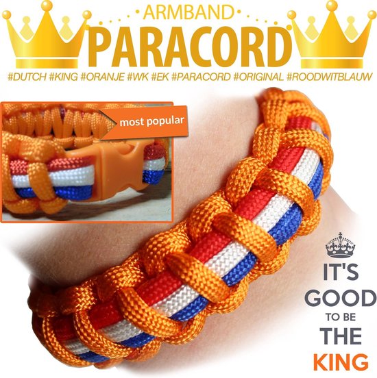 Populaire Paracord Oranje Armband (Rood, Wit, Blauw) - It's Good To Be  King! | bol.com