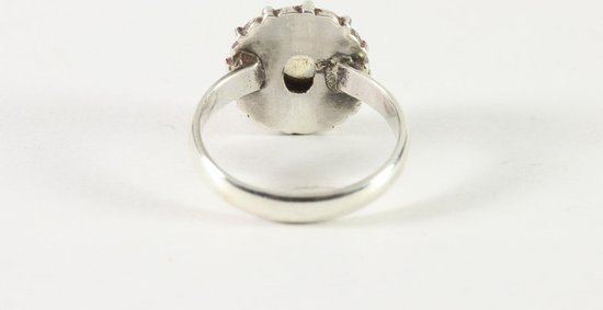 Fijne bewerkte zilveren ring met regenboog maansteen - maat 18 - AsiAsia