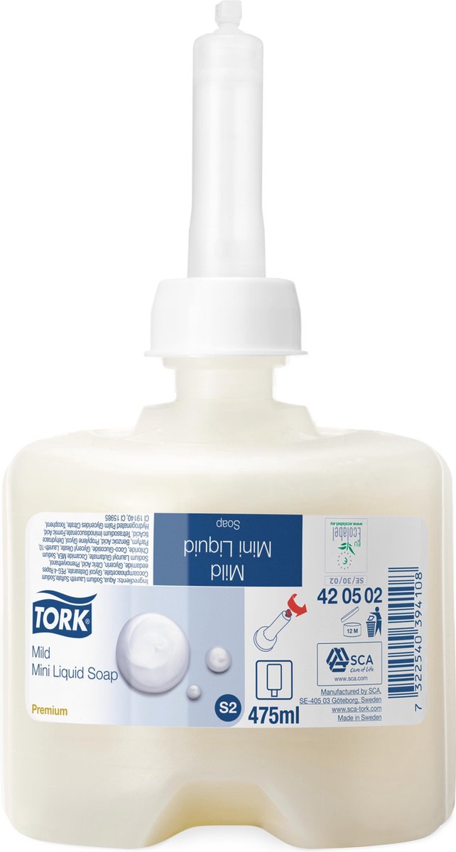 Tork Premium S2 vloeibare zeep mild flacon 475 ml - Doos 8 flacons