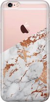 iPhone 6/6s transparant hoesje - Rosegoud marmer