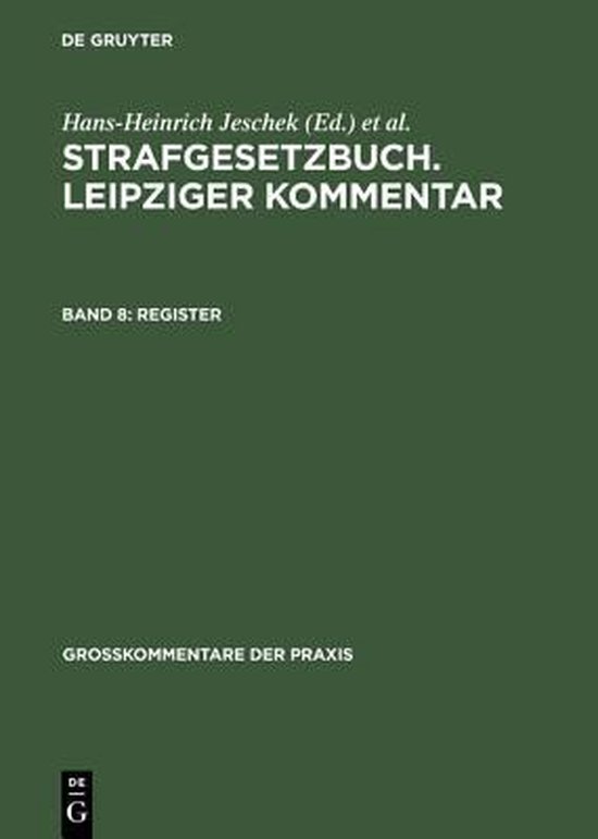 Großkommentare Der Praxis- Register - cover
