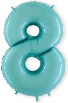 Folieballon cijfer '8' l. blauw (100cm)
