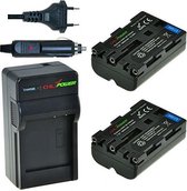 ChiliPower 2 x NP-FM500H batterijen voor Sony - inclusief oplader en autolader