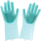 Magic siliconen schoonmaak handschoenen met ingebouwde borstels - multi-functionele poetshandschoenen - groen - 1 paar
