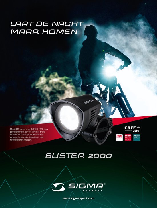 Sigma Buster 2000 HL K-set - Koplamp Fiets - LED - 2000 Lumen - Li-ion accu - Zwart — afbeelding 5